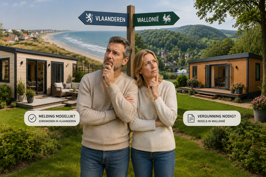 Familie bespreekt de regelgeving voor een mantelzorgwoning in Vlaanderen en Wallonië